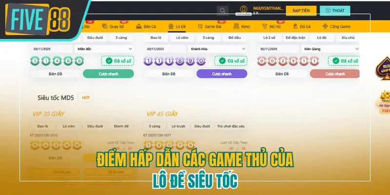 Giao diện lô đề siêu tốc five88 có gì hấp dẫn đối với người chơi?